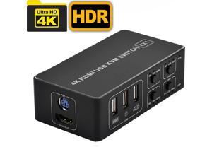 4 port HDMI KVM Switch 4K USB HDMI KVM Switcher 4 in 1 out 4KX2K/60HZ win10/8/mac os. PC laptop