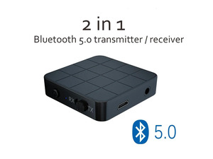 2 IN 1 Bluetooth 5.0 Audio Transmitter Receiver 3.5mm Wireless Adapter Stereo Audio Dongle For TV Car / Home Speakers