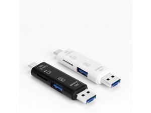 USlingbi 5-in-1 Multifunctional USB 3.1 Card Reader Portable Durable Card Reader Whit USB-A,Micro USB,Type-C Port TF,SD Card Reader with OTG for Smart Phone Random Color