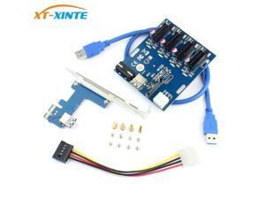 XT-XINTE PCIe to PCI Express 1to 4 Slot Riser Card Mini ITX to External 4 PCI-e Adapter Port Multiplier Card for Miner BTC XT-XINTE PCIe to PCI Express 1to 4 Slot Riser Card Mini ITX to External 4 PCI-e Adapter Port Multiplier Card for Miner BTC
