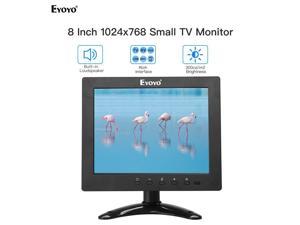 8"  Small TV 4:3 Monitor 1024x768 CCTV LCD IPS Screen  VGA USB AV Remote Control Speakers DVD PC Security Display