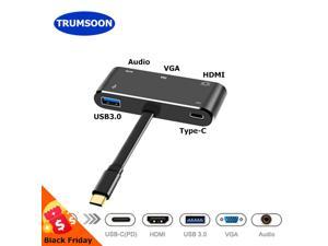 TypeC to 4K VGA USB C 30 Aux Adapter Hub for MacBook Surface Samsung S8 Dex Huawei P20 Dock xiaomi Projector TV