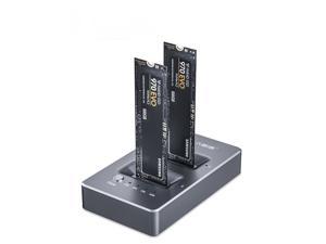 Super Fast 10Gbps USB C NVME M.2 Duplicator, Aluminum Enclosure Dual Bay External Driver Hard Clone Docking Station for M2 M Key 2230 2242 2260 2280 SSD, Supports Dual 8TB Hard Drives Offline Clone