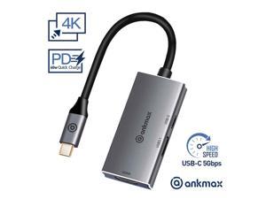 USB C Hub Ankmax P331H USB Type C Adapter with 4K HDMI, 2 USB 3.1, Power Delivery PD Charging Port for MacBook Air/Pro,iPad Pro and Type C Thunderbolt 3 Windows Laptops Aluminum Compact USB Hub