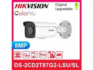 Hikvision 8MP ColorVu Strobe Light and Audible Warning Bullet IP Camera 4K POE Two-Way Audio Security Camera DS-2CD2T87G2-LSU/SL 1 Camera 4mm Lens