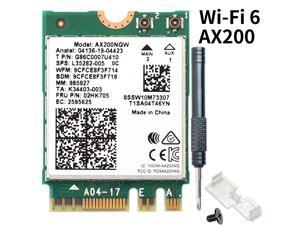 3000Mbps Wi-Fi 6 Intel AX200 WiFi Card for PC Laptop 802.11AX NGFF M.2 Key A+E Wireless Module MU-MIMO Dual Band 2.4GHz 5GHz AX200NGW Internal Network Card for Windows 10/11 64bit wifi + Bluetooth 5.2