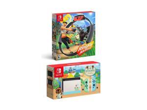 New Nintendo Switch Animal Crossing: New Horizons Edition Bundle with Ring Fit Adventure Set: Game, Ring-Con and Leg Strap - Limited Console & Best Fitness Game! New Nintendo Switch Animal Crossing: New Horizons Edition Bundle with Ring Fit Adventure Set: Game, Ring-Con and Leg Strap - Limited Console & Best Fitness Game!