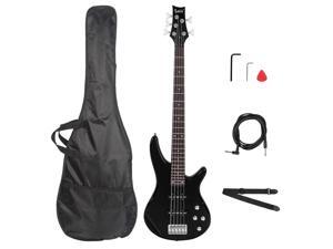 Glarry GIB Electric 5 String Bass Guitar Full Size Bag Strap Pick Connector Wrench Tool Black Glarry GIB Electric 5 String Bass Guitar Full Size Bag Strap Pick Connector Wrench Tool Black