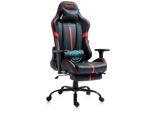 Hdcanada Orbit Series Gaming Chair High Back Ergonomic 3D Armrest & Footrest with Reclining Backrest & Massage Lumbar Pillow - RED