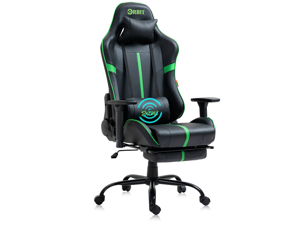 Hdcanada Orbit Series Gaming Chair High Back Ergonomic 3D Armrest & Footrest with Reclining Backrest & Massage Lumbar Pillow - GREEN