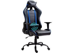 HD8000 Blue Gaming Chair Office Chair PC Chair with Massage Lumbar Support, Racing Style PU Leather High Back Adjustable Swivel Task Chair