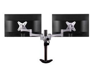 QualGear QG-DM-02-016 3 Way Articulating Dual Desk Mount for 13-27 Inches Flatpanel Monitors, Silver