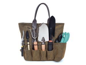 Canvas Garden Tool Tote Bag, Heavy-Duty Gardening Pouch, Vegetable Herb Garden Hand Tool Storage Tote, with 8 Pockets and Leather Handle, Floral Gardening Gift, Tools Not Included Canvas Garden Tool Tote Bag, Heavy-Duty Gardening Pouch, Vegetable Herb Garden Hand Tool Storage Tote, with 8 Pockets and Leather Handle, Floral Gardening Gift, Tools Not Included