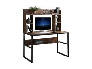 Home Office Computer Desk with Hutch, 47 inch Rustic Office Desk and Modern Writing Desk with Storage Shelves , Vintage and Black Legs,GT53 Home Office Computer Desk with Hutch, 47 inch Rustic Office Desk and Modern Writing Desk with Storage Shelves , Vintage and Black Legs,GT53