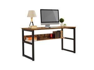 55.1" Computer Desk with Bookshelf, Modern Office Desk with Storage Shelves, Large Computer Table, Sturdy Writing Table Workstation for Home Office, Wood and Metal Frame,GT64 55.1" Computer Desk with Bookshelf, Modern Office Desk with Storage Shelves, Large Computer Table, Sturdy Writing Table Workstation for Home Office, Wood and Metal Frame,GT64