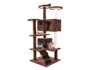 52 Inches Multi-Level Cat Tree Tower with Sisal Covered Scratching Post Cat Condo Pet House Furniture for Kitties, Stable, Brown,DS38 52 Inches Multi-Level Cat Tree Tower with Sisal Covered Scratching Post Cat Condo Pet House Furniture for Kitties, Stable, Brown,DS38