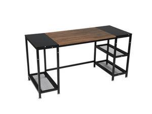 Computer Desk for Home Office,Laptop Desk with Metal Drawer,Industrial Study Writing Table with Storage Shelves,Simple Table with Splice Board,59 inches,Brown and Black,GT188 Computer Desk for Home Office,Laptop Desk with Metal Drawer,Industrial Study Writing Table with Storage Shelves,Simple Table with Splice Board,59 inches,Brown and Black,GT188