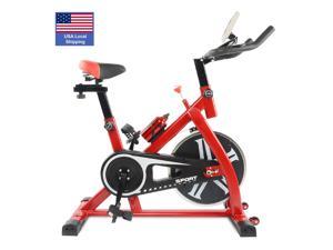 Exercise Bike, Stationary Indoor Cycling Bike, Cycle Bike for Home Cardio Gym, Belt Drive Workout Bike, LCD Monitor and Comfortable Seat Cushion,Quiet Indoor Cycling Bikes Perfect for Home, Red, EB40