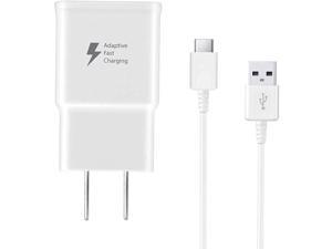 OEM Adaptive Fast Charger for Samsung Galaxy S8 Active , 15W Adapter with Certified USB Type-C Data and Charging Cable. (White / 4 Feet Cable)