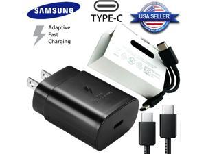 OEM USB C Super Fast Charging PD 25W Wall Charger for Samsung Galaxy Note10 / 10+ / S20 Ultra / S20 plus / S20 5G and S10 Lite / Note 10 Lite USB Type C to USB Type C Cable (Black)