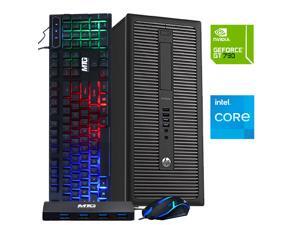 HP Gaming Computer, Intel Quad-Core i5, GeForce GT 730, 240GB SSD + 1TB HDD, 16GB DDR3 RAM, DVD, WiFi, Bluetooth, Windows 10 Home, Rainbow Keyboard and Mouse