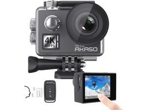 AKASO V50 Elite 4K60fps Touch Screen WiFi Action Camera Voice Control EIS Web Camera 131 feet Waterproof Camera Adjustable View Angle 8X Zoom Remote Control Sports Camera with Helmet Accessories Kit
