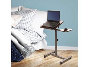 27.8" Tilting Height Adjustable Mobile Laptop Computer Desk Cart with Mouse Side Ergonomic Table, 28", Walnut 27.8" Tilting Height Adjustable Mobile Laptop Computer Desk Cart with Mouse Side Ergonomic Table, 28", Walnut