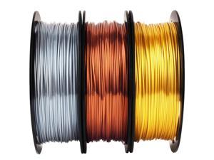 Shiny Silk Gold Silver Copper PLA Filament Bundle, 1.75mm 3D Printer Filament, Each Spool 0.5kg, 3 Spools Pack, with One 3D Printer Remove or Stick Tool
