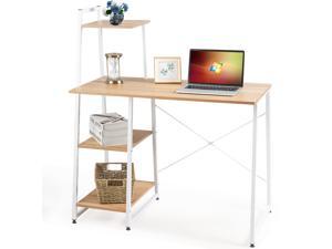 Computer Desk with Shelves Study Writing Desk Workstation with Bookshelf Natural Computer Desk with Shelves Study Writing Desk Workstation with Bookshelf Natural