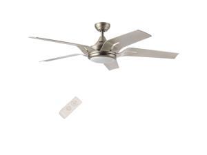 56-Inch Contemporary Ceiling Fan with Five Silver ABS Blades and White Glass LED Light Kit (15W 3000K) Brushed Nickel Finish Remote Control 56-Inch Contemporary Ceiling Fan with Five Silver ABS Blades and White Glass LED Light Kit (15W 3000K) Brushed Nickel Finish Remote Control