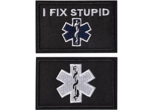 I Fix Stupid EMT Medic Funny Tactical Military Morale Patch Hook & Loop Tactical Patch I Fix Stupid EMT Medic Funny Tactical Military Morale Patch Hook & Loop Tactical Patch