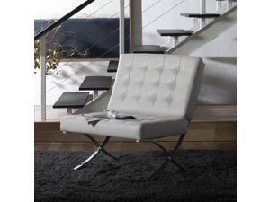 Home Atrium Lounge, Accent Chair in White Bonded Leather and Chrome Metal Home Atrium Lounge, Accent Chair in White Bonded Leather and Chrome Metal