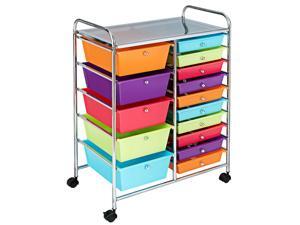 15-Drawer Utility Rolling Organizer Cart Multi-Use Storage 15-Drawer Utility Rolling Organizer Cart Multi-Use Storage