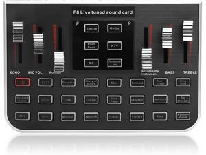 F8 Live Sound Card Voice Changer, Portable Mobile Phone Computer Live Broadcast Karaoke With 4 Variants Tones, 23 Special Effects and 12 Kinds of Electronic Sound Mixers Sound Card Live