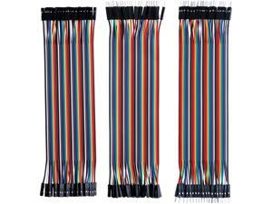 Elegoo EL-CP-004 120pcs Multicolored Dupont Wire 40pin Male to Female, 40pin Male to Male, 40pin Female to Female Breadboard Jumper Wires Ribbon Cables Kit for arduino