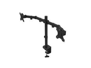 Double Articulated Dual Monitor Desk Mount Arm, 13in.- 27in. Flat Panel Computer Monitors - Black