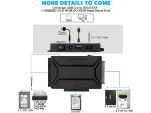 USB 3.0 to SATA/IDE 2.5/3.5 Inch Hard Drive Converter with Power Switch and 4 Pin Power Connector,Super Speed up to 6 Gbps,Support 4TB USB 3.0 to SATA/IDE 2.5/3.5 Inch Hard Drive Converter with Power Switch and 4 Pin Power Connector,Super Speed up to 6 Gbps,Support 4TB