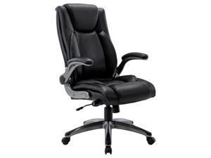 Bonded Leather Multifunctional Office Chair Computer Desk Task Swivel Chair- Adjustable Built-in Lumbar Support, Flip-Up Arms Tilt Angle with Thick Padded Armrest and Headrest for Home&Office Bonded Leather Multifunctional Office Chair Computer Desk Task Swivel Chair- Adjustable Built-in Lumbar Support, Flip-Up Arms Tilt Angle with Thick Padded Armrest and Headrest for Home&Office