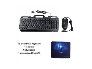 3-In-1 USB Wired 3200DPI Mouse Colorful Headset Rainbow Backlight Mechanical Keyboard Set with Mouse Pad for Desktop Computer Notebook 1 key 3-In-1 USB Wired 3200DPI Mouse Colorful Headset Rainbow Backlight Mechanical Keyboard Set with Mouse Pad for Desktop Computer Notebook 1 key