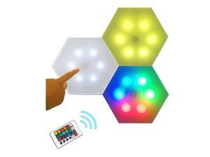 QLEE 3X Remote Control Led Hexagon Wall Light Wall-Mounted Panel Smart DIY Geometric Modular Light Touch Control RGB Light In Home Office Hotel Bar Festival Children'S Day Christmas Birthday Gift QLEE 3X Remote Control Led Hexagon Wall Light Wall-Mounted Panel Smart DIY Geometric Modular Light Touch Control RGB Light In Home Office Hotel Bar Festival Children'S Day Christmas Birthday Gift