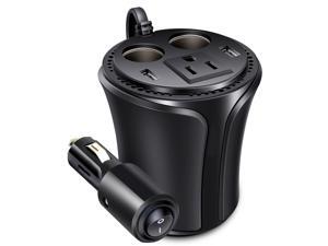 150W Car Power Inverter DC 12V to 110V AC Car Converter, Dual USB Car Charger and 2-Socket Cigarette Lighter Adapter 150W Car Power Inverter DC 12V to 110V AC Car Converter, Dual USB Car Charger and 2-Socket Cigarette Lighter Adapter