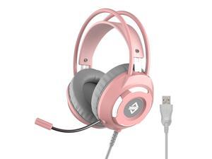 Ajazz AX120 - 7.1 Channel Stereo Gaming Headset Noise Cancelling Over Ear Headphones with Mic Bass Surround Soft Memory Earmuffs 50mm Drivers Pink Ajazz AX120 - 7.1 Channel Stereo Gaming Headset Noise Cancelling Over Ear Headphones with Mic Bass Surround Soft Memory Earmuffs 50mm Drivers Pink