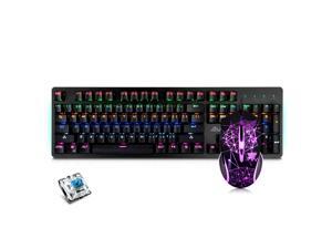 Ajazz Mechanical Keyboard Mouse Combo USB Wired Gaming Keyboard Mouse Set 104 Keys Mixed Light Keyboard with Blue Switch Ajazz Mechanical Keyboard Mouse Combo USB Wired Gaming Keyboard Mouse Set 104 Keys Mixed Light Keyboard with Blue Switch