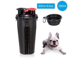 Dog Water Bottle for Walking 2 in 1 Travel Water Bottle with Collapsible Bowl Portable Water Dispenser Food Container for Hiking Parking Outdoor