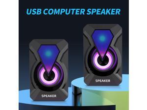 USB Wired Desktop Computer Laptop Speaker with RGB Light Effect 3.5mm AUX Interface Compatible with PC Laptop Cellphone Tablet USB Wired Desktop Computer Laptop Speaker with RGB Light Effect 3.5mm AUX Interface Compatible with PC Laptop Cellphone Tablet
