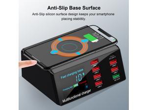 X9 100W 8 Ports USB Charger Hub Wireless Charger Base Quick Charge 3.0 Adapter PD Charging Station 10W Wireless Charging Pad with Digital LCD Display X9 100W 8 Ports USB Charger Hub Wireless Charger Base Quick Charge 3.0 Adapter PD Charging Station 10W Wireless Charging Pad with Digital LCD Display