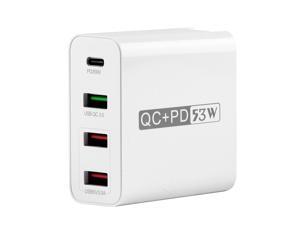 WLX-A6 4 Ports PD+QC3.0 Adapter USB Output Portable Quick Charge 53W Adapter US Plug