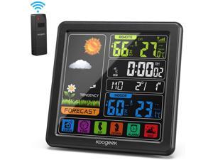 Koogeek Wireless Weather Station,Indoor Outdoor Thermometer Hygrometer with Sensor, Digital Temperature Humidity Monitor, Alarm Clock,Weather Forecast,Color LCD Display,Backlight, Sooze Mode Brand