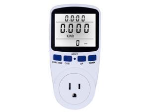 LCD Display Electricity Usage Power Meter Socket Energy Watt Volt Amps Wattage KWH Consumption Analyzer Monitor Outlet--with Backlight AC110V~130V US Plug
