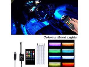 Smart Car LED Strip Lights, RGB Interior Car Lights with 4 kinds of dynamic mode & voice control induction mode, APP software control and remote control Car LED Lights, 5050 SMD, DC 12V